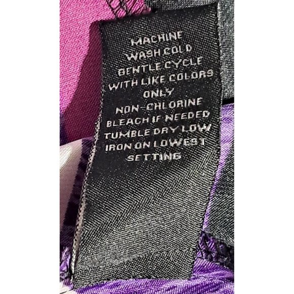 Dressbarn Dress Womens Size 10 Ruched Top Paisley Kerchief Bottom Purple Black P - Picture 11 of 11